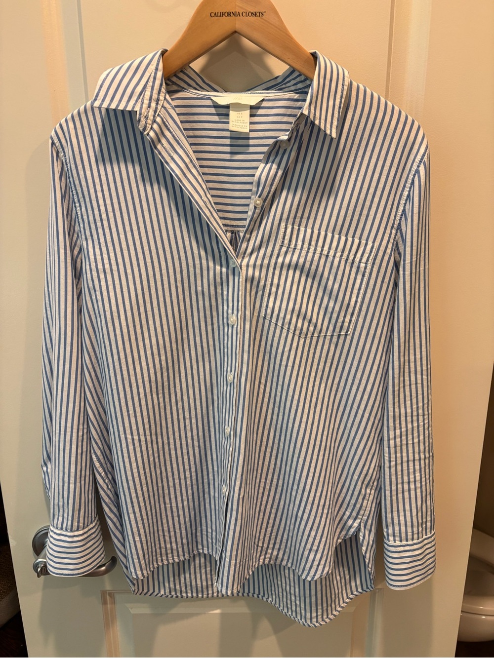 H&M Blue and White Striped Button-Down Shirt